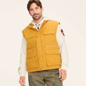 Woolrich x Target Men's Gold Yellow Canvas And Flannel Fisherman Vest